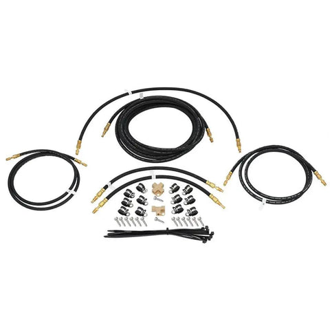Hoses and components from Maxx Hydraulic Disc Brake Kit for Tandem Axle, 3,500 Lb Capacity, Includes Dacromet Calipers, TruRyde Bearings.