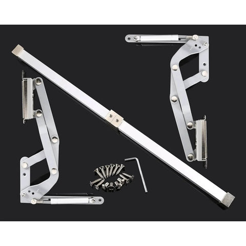Kitchen Cabinet Door Flap Up Support Furniture Hinge, Translational Lift Up Mechanism with mounting hardware on black background