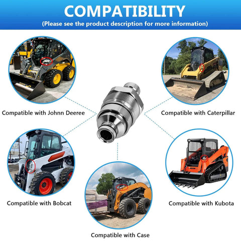 Diagram showing Beefy Hydraulic Male Flat Face Quick Coupler With 48mm Thread For Skid Steers And Compact Loaders compatibility