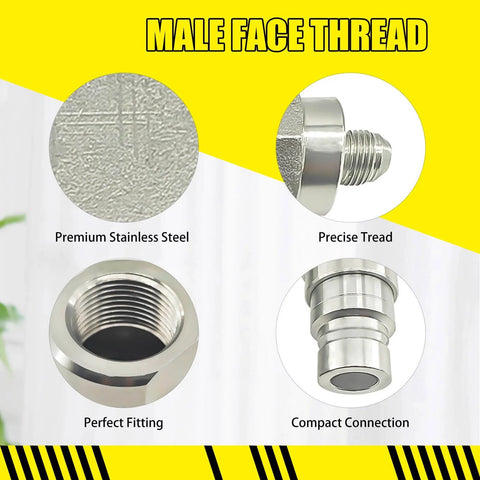 90 Degree Flat Face Hydraulic Quick Connect Coupler Set For Skid Steer With Three Eighths JIC Male Thread And Dust Cap in Carbon Steel