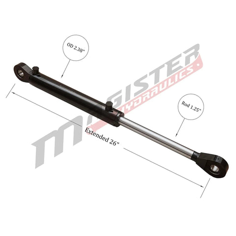 Heavy Duty Double Acting Hydraulic Cylinder With 2 Inch Bore And 8 Inch Stroke Swivel Eye Universal Fit 3500 PSI Rated