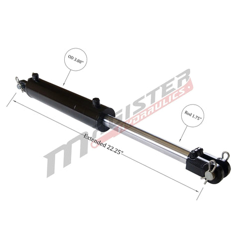 ✝️ Hydraulics Double Acting Hydraulic Cylinder - Clevis End Hydraulic Cylinder 3500 PSI - Heavy Duty Clevis 3.5" bore 6" Stroke (3.5x6) - showing dimensions