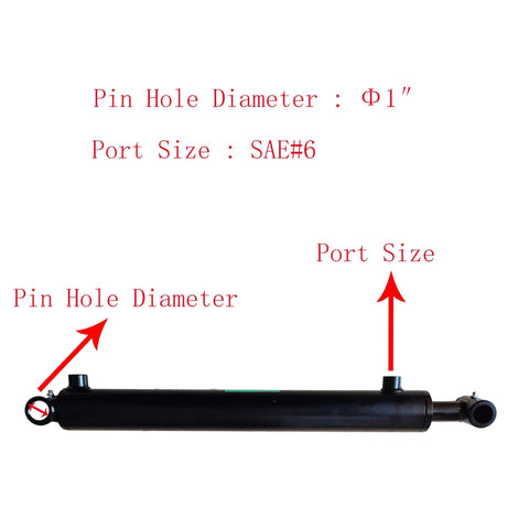 Double Acting Universal Hydraulic Cylinder, 2900-3600 PSI Hydraulic Cylinders Chrome Plated Piston Rod (Stroke 16"; Pin 1.0") with port size SAE#6