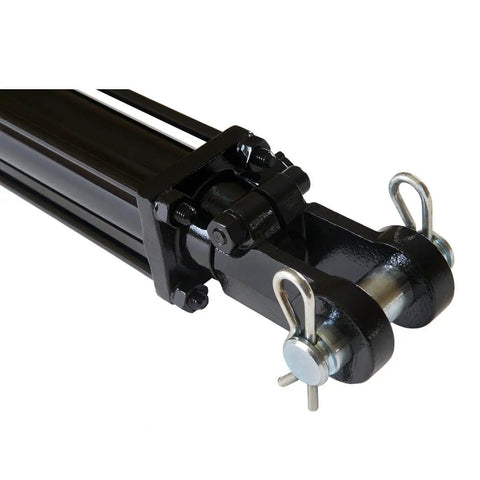 Close-up of Workhorse Double Acting Tie Rod Hydraulic Cylinder For Agriculture, 2 Inch Bore 10 Inch Stroke, welded ends visible