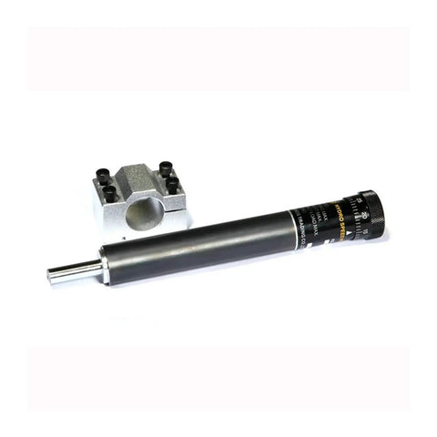 Hydraulic Damper Regulator RB 2430 For 30mm Stroke, compact design, oil-filled, shown with mounting clamp.
