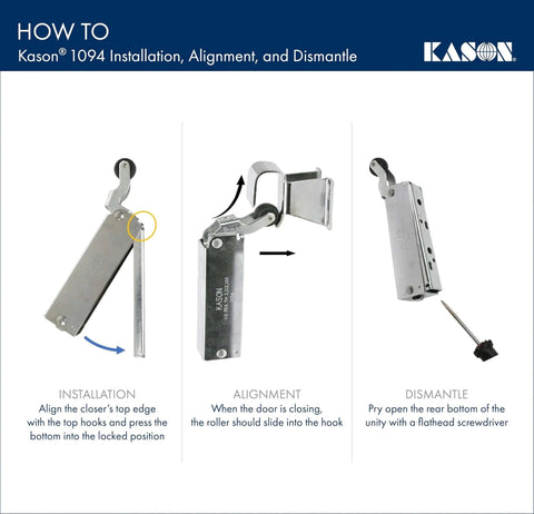 Hydraulic Door Closer, Exposed Mounting, 11094000003 installation and alignment guide with dismantle instructions