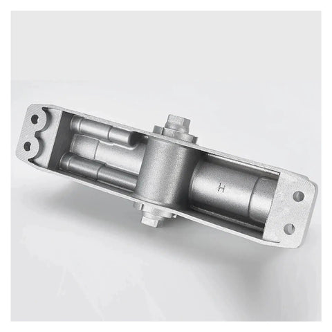 Automatic Hydraulic Arm Door Closer Limiter With Mechanical Speed Control For Doors Up To 85 Kg, silver component close-up