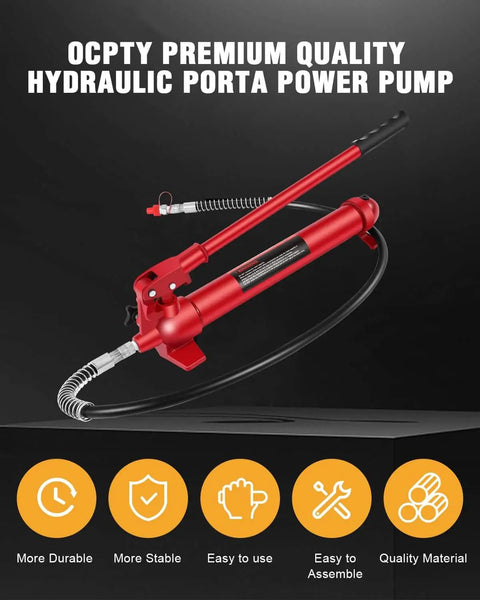 10 Ton Hydraulic Floor Jack Pump Ram Replacement With Long Handle For Auto Body Frame Repair and Heavy Duty Equipment
