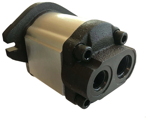 Hydraulic Gear Pump 20cc/rev (.122in3/rev) 4-15gpm 39.4HP 3625psi, rear view showing SAE A flange and rear ports with black casing.