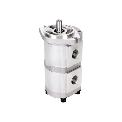 Front view of Hydraulic Gear Pump HGP-33A-F6-6R with metal body, showcasing compact design for industrial systems.