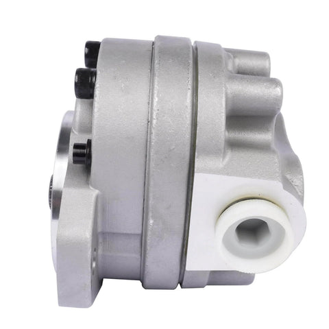 Side view of Getanye Hydraulic Gear Pump 7000311 Replacement for Bobcat S70 Skid Loader, showing metal construction and fitting details.