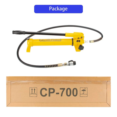 SLIYXTWIO CP-700 Hydraulic Hand Power Pump with package, portable, yellow, 10000psi output, includes 2m hose.