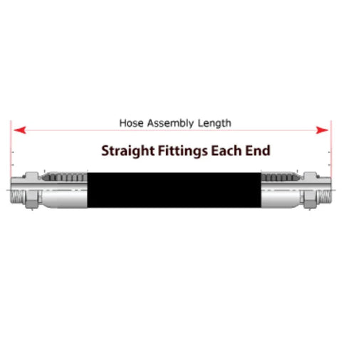 Diagram of Three Eighths Inch Hydraulic Hose Assembly 120 Inch Long With Female JIC 37 Degree Crimped On Both Ends Two Wire SAE 100R2AT