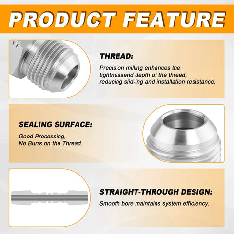 Features of Two Pack One Quarter Inch Hydraulic Hose Field Repair Kit With Reusable Two Wire Fittings For R2 R16 R17 R19 2SN 2SC Double Wire Braided Hoses Up To Four Thousand PSI The Go-To Emergency Fix For The Jobsite, showing thread, sealing surface, and straight-through design.