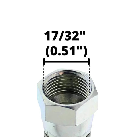 Close-up of crimped female JIC 37 degree fitting on Three Eighths Inch Hydraulic Hose Assembly 120 Inch Long Two Wire SAE 100R2AT