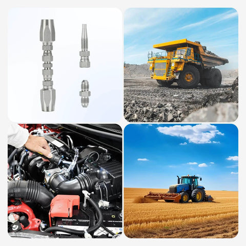Go-To 3-Piece Hydraulic Hose Repair Kit With Reusable Zinc-Plated Carbon Steel Fittings For R2/R16/R17/R19 Hoses, 1/4 3/8 1/2 Inch IDs, 4000 PSI Emergency Fix For Heavy Machinery Construction And Farm Equipment