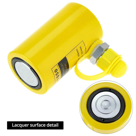 Hydraulic Cylinder Jack 10 Ton Porta Power Kit With 2 Inch Stroke Heavy Duty Single Acting Ram For Lifting Jacking And Shoveling With Automatic Retraction And Oil Hose Included, close-up of lacquer surface detail.