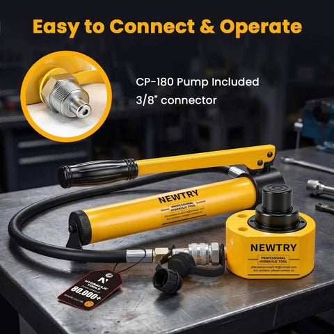 20 Ton Low Profile Hydraulic Jack Porta Power Kit With CP 180 Manual Pump Multi Section Cylinder 1.18 Inch Stroke