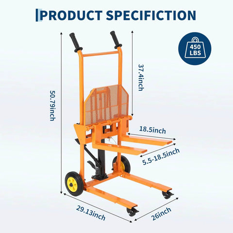Hydraulic Material Lift With Removable Work Platform Pallet Truck Dolly A Real Workhorse Heavy Duty Winch Stacker With 450 Lb Capacity