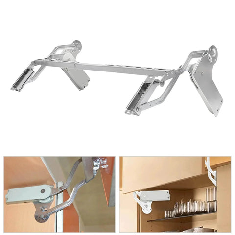 Cabinet Door Hinges Set Folding Lift up Top Table Vertical Swing Lift Up Stay Pneumatic Arm Kitchen Mechanism Hinges Durable Silent Silver