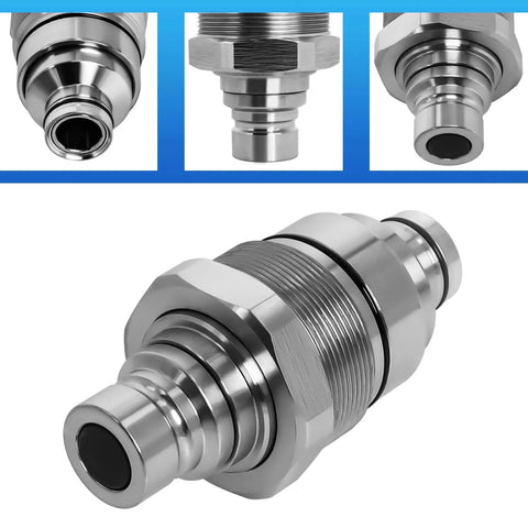 Beefy Hydraulic Male Flat Face Quick Coupler With 48mm Thread For Skid Steers And Compact Loaders Plug And Play Quick Attach