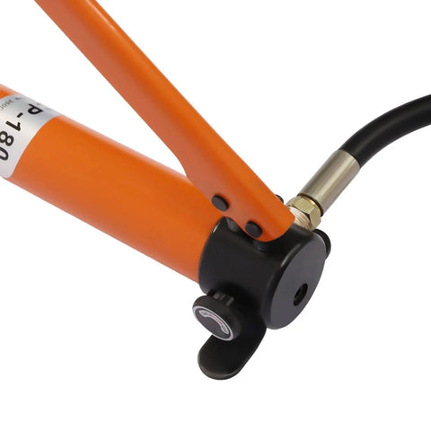 Close-up of CP-700 Hydraulic Manual Pump showing handle and hose connection, 20000Pa Hydraulic Hand Pump for construction use.
