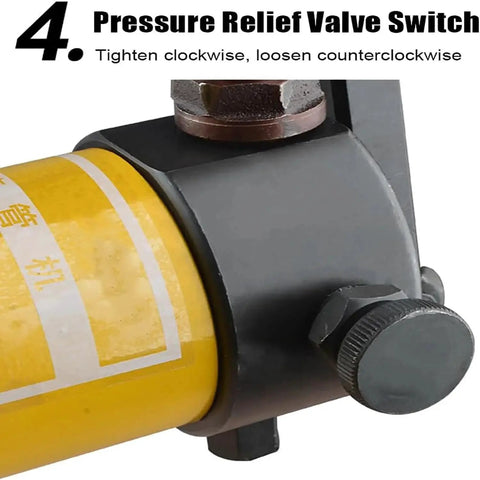 Close-up of pressure relief valve switch on Heavy Duty Manual Hydraulic Pipe Bender With Six Dies For 22 To 60 Mm Pipes 16 Ton Output