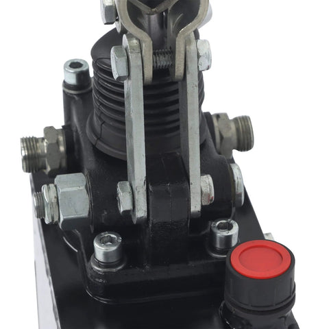 Close-up of LiGuVCY Hydraulic Piston Hand Pump with Changeover Valve for Double Acting Cylinder showing piston and valve components.