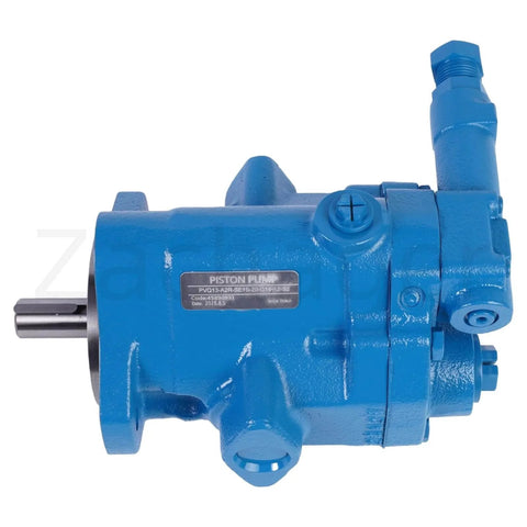 Front view of Zachager PVQ13-A2R-SE1S-20-C14-12-S2 Hydraulic Piston Pump, blue casing, part of Vickers Industrial Hydraulic Pumps.