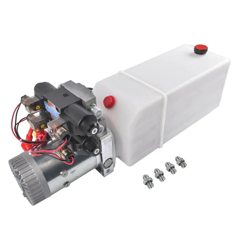 Beefy 12V DC Hydraulic Power Unit With 8 Quart Tank, Double Acting Pump And Double Solenoid Valves, 200 Bar Hydraulic Power Pack