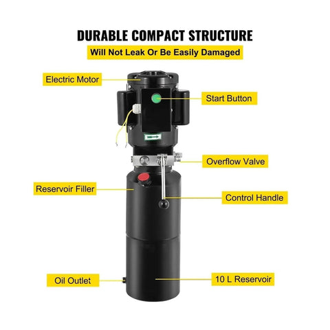 Front view of Power Unit 2200W Lift Hydraulic Pumps 3400 RPM Auto Lift Hydraulic 2.64 Gallons Hydraulic Pump Power Unit