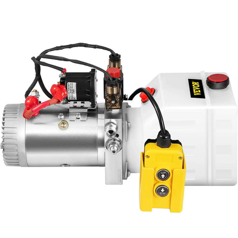 Beefy 12V Hydraulic Pump Power Unit With 3 Quart Reservoir For Dump Trailers And Car Lifting, Double Acting Up And Down