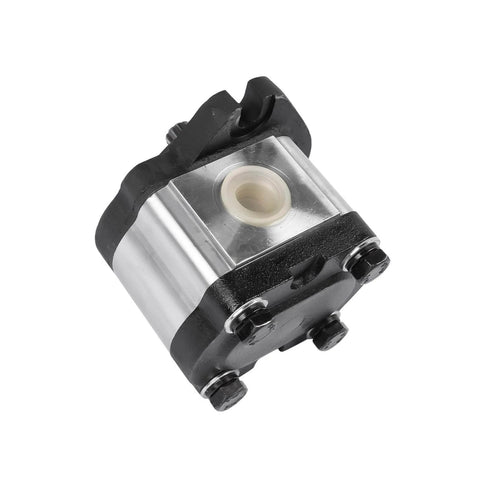 Hydraulic pump CCW rotation 4CC replacement for Genie GS-1932 pictured from side angle, showing metal casing and connection points