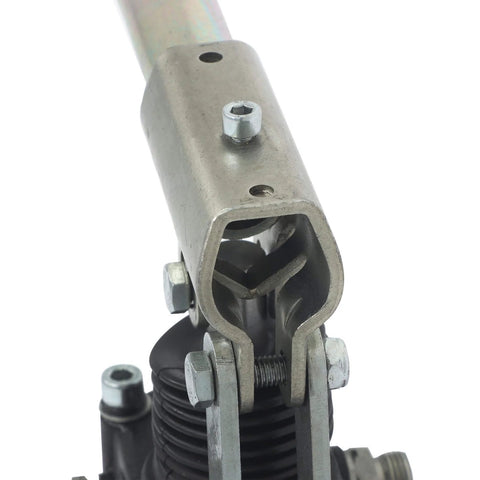 Close-up of LiGuVCY Hydraulic Piston Hand Pump with steel connectors and bolts, focus on mechanism, for Double Acting Cylinder, 3,600 PSI.