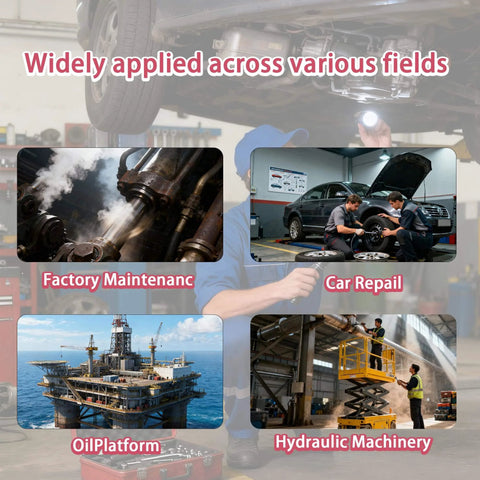Image showing the use of Air Hydraulic Pump 0.45 Gal 10,000 PSI in factory maintenance, car repair, oil platform, and hydraulic machinery.