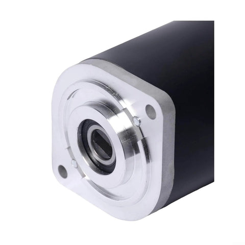 Close-up of a 179327 Hydraulic Pump Motor 414850 for Unidirectional Power Unit RV Leveling Systems, 12V with sealed collar coupling.