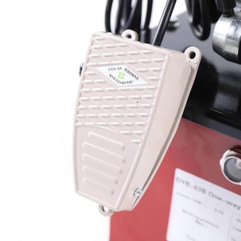 Close-up of the solenoid pedal on the HinLIaDa 10000PSI Electric Hydraulic Pump, 750W 110V Single Acting Hydraulic Driven Pump, red.