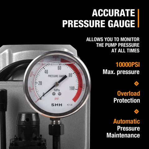 Pressure gauge of Hydraulic Electric Pump 8.4Quart 2.1Gallon Single Acting Manual Valve 8L Hydraulic Power Pack Cylinder Electric Portable Pump ZCB-700A