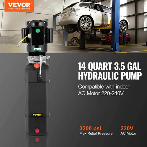 Hydraulic Pump 2950 PSI 60HZ Hydraulic Power Unit 3 HP 220V for car lift with 3.5 gal reservoir in auto shop setting