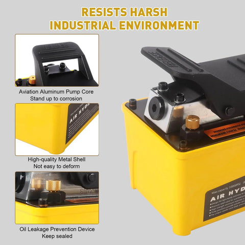HYDRAULIC PRO 10,000 PSI Air Hydraulic Pump with 1.6L Reservoir and yellow metal shell