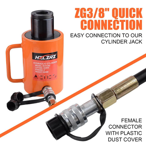 Hydraulic cylinder with ZG3/8 quick connection and female connector, compatible with (1000psi) (HZ-700) Hydraulic Hand Pump