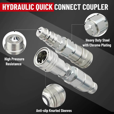 Half Inch Flat Face ISO 16028 To AG ISO 5675 Pioneer Style Hydraulic Quick Connect Coupler For Skid Steer, chrome plated steel coupler