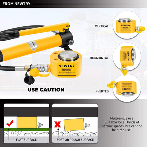 Hydraulic Ram Cylinder 20 ton Lifting Jack Porta Power 0.51” Low Profile Hydraulic Ram Jack with usage guide and Newtry branding