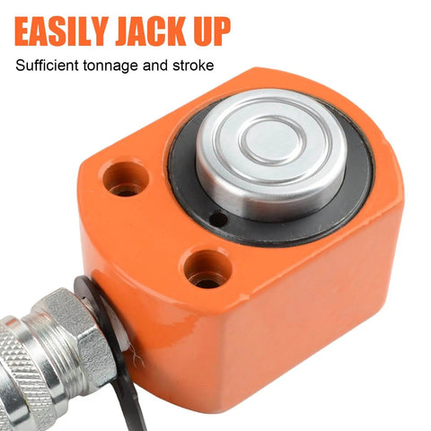 Close-up of Heavy Duty 10 Ton Hydraulic Ram Jack Kit With Porta Power Lifting Cylinders, Single Acting Portable Hydraulic Kit