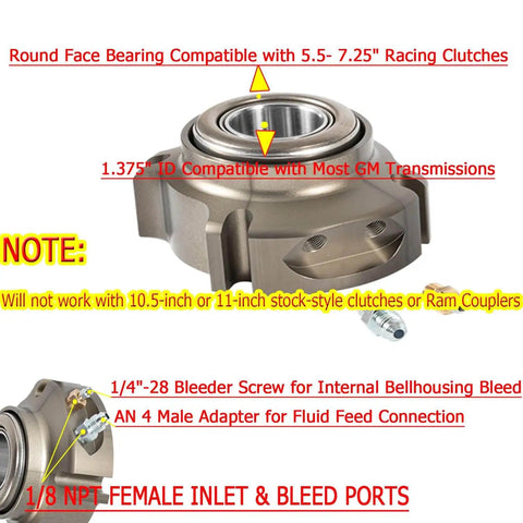 Hydraulic Throwout Bearing Replacement For 91605135 Chevy GM Racing Transmissions With Low Pedal Effort, front view