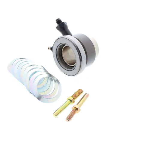 Hydraulic Throwout Bearing Kit For Chevy Clutches With 3 And 4 Speed Compatibility includes bleeder screw, NPT fitting, braided line.