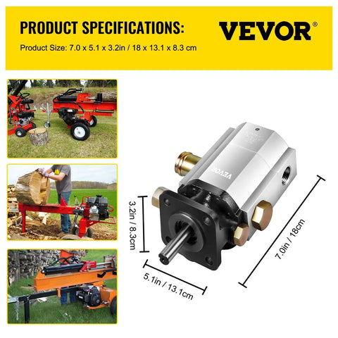 Dimensions and applications of Bestauto Hydraulic Wood Splitter Pump 3000 PSI 2 Stage Log Splitter Pump 13 GPM