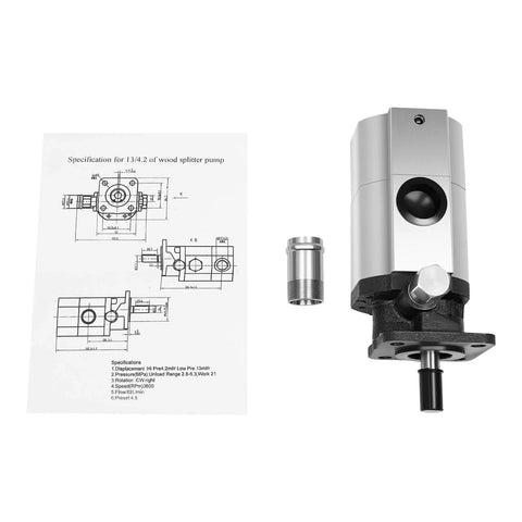 Hydraulic Wood Splitter Pump 16 GPM 2 Stage Powerful Hydraulic Pump, assembly instructions and parts shown.