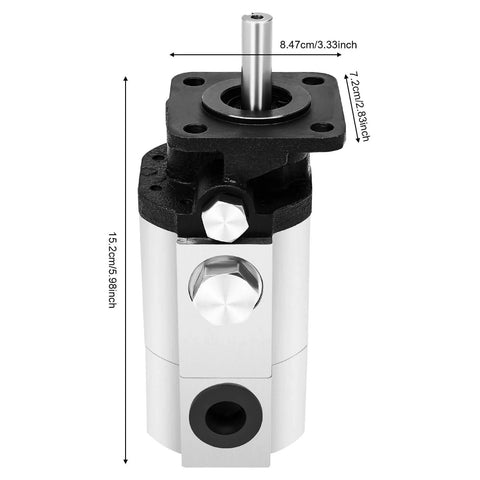 Hydraulic Wood Splitter Pump 16 GPM 2 Stage Powerful Hydraulic Pump, Hi Low Displacement Gear Pump 3600RPM, dimensions shown