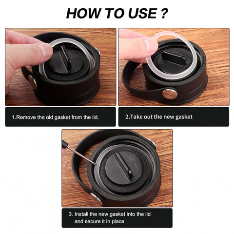 Installation process for Leak Proof Six Pack Gasket Set For Wide Mouth Hydro Flask Lids Rubber O Ring Seal Replacement